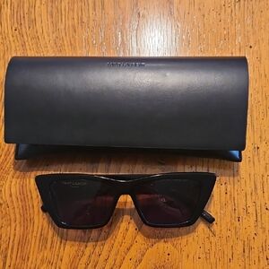 Saint Laurent Black mica Cat-Eye Sunglasses with Case
